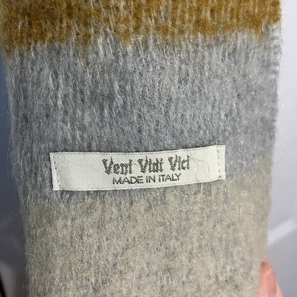 Veni Vidi Vici Scarf Stripe Wool Blend Long Fringed Winter Made in Italy - Picture 5 of 6